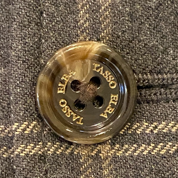 Tasso Elba Mens 2 Button Grey Sport Coat w Tan Window Pane Plaid / L 42-44 - Picture 10 of 16